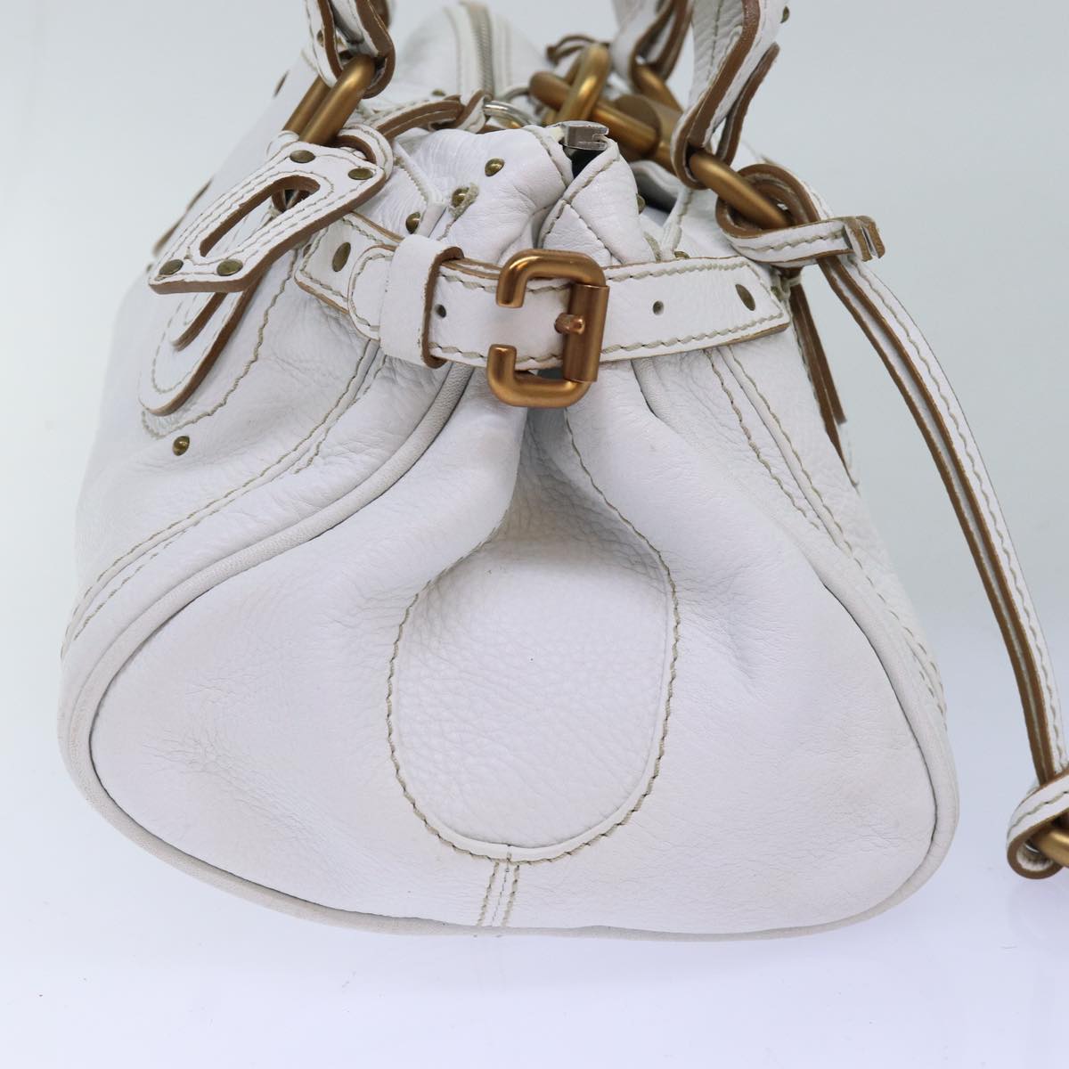 Chloe Paddington Hand Bag Leather White Auth mr196