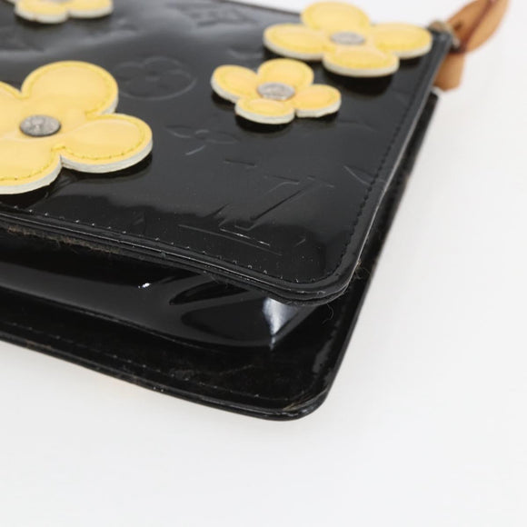 LOUIS VUITTON Monogram Vernis Lexington Pouch Flower Black M92245 LV Auth mr1961