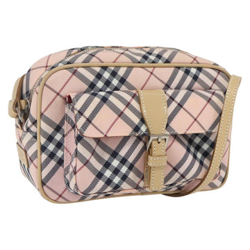 BURBERRY Nova Check Blue Label Shoulder Bag Nylon Pink Silver Auth mr1964