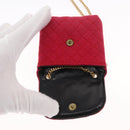 CHANEL Matelasse Chain Shoulder Bag Cotton Pink Gold CC Auth mr1965-10