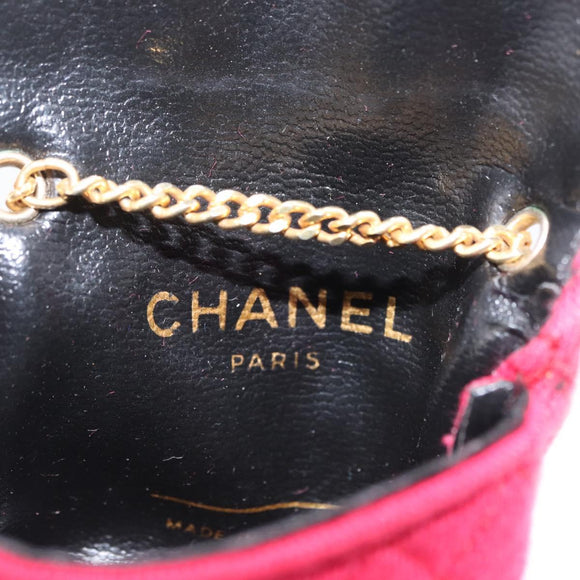 CHANEL Matelasse Chain Shoulder Bag Cotton Pink Gold CC Auth mr1965