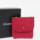 CHANEL Matelasse Chain Shoulder Bag Cotton Pink Gold CC Auth mr1965-12