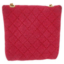 CHANEL Matelasse Chain Shoulder Bag Cotton Pink Gold CC Auth mr1965-2