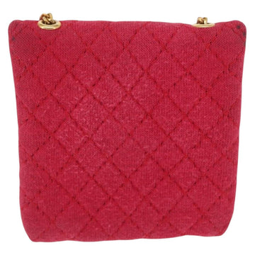 CHANEL Matelasse Chain Shoulder Bag Cotton Pink Gold CC Auth mr1965 - 0