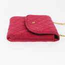 CHANEL Matelasse Chain Shoulder Bag Cotton Pink Gold CC Auth mr1965-3