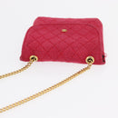 CHANEL Matelasse Chain Shoulder Bag Cotton Pink Gold CC Auth mr1965-6