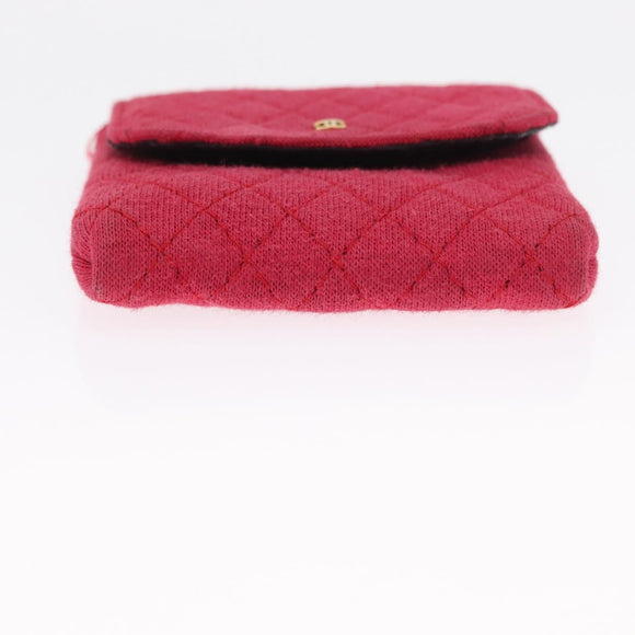 CHANEL Matelasse Chain Shoulder Bag Cotton Pink Gold CC Auth mr1965