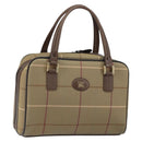 Burberrys Nova Check Hand Bag Canvas Brown Gold Auth mr1966-1