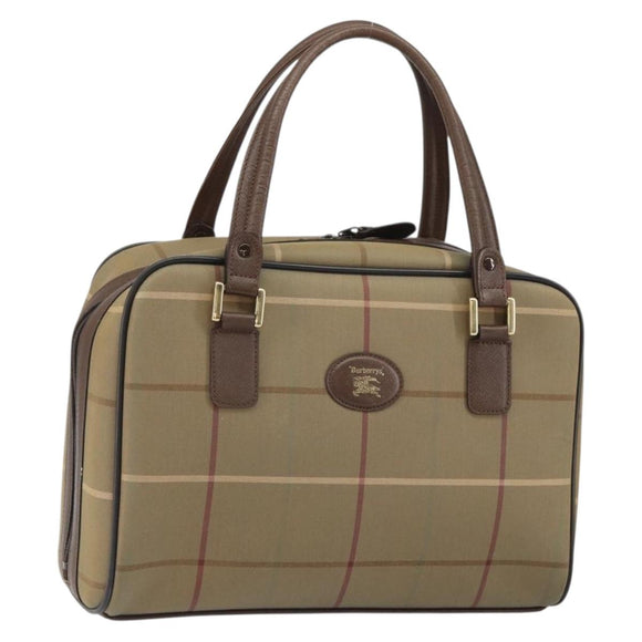 Burberrys Nova Check Hand Bag Canvas Brown Gold Auth mr1966