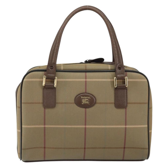 Burberrys Nova Check Hand Bag Canvas Brown Gold Auth mr1966
