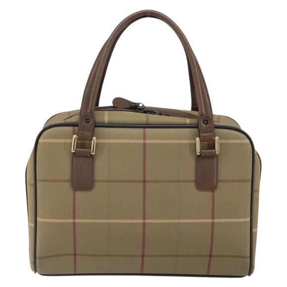 Burberrys Nova Check Hand Bag Canvas Brown Gold Auth mr1966