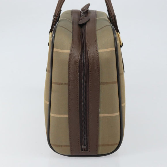 Burberrys Nova Check Hand Bag Canvas Brown Gold Auth mr1966