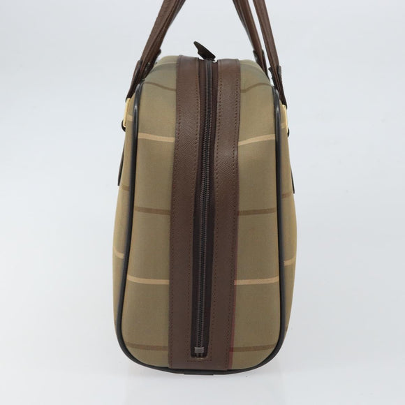 Burberrys Nova Check Hand Bag Canvas Brown Gold Auth mr1966