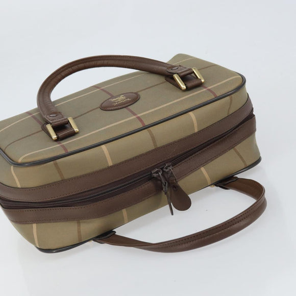 Burberrys Nova Check Hand Bag Canvas Brown Gold Auth mr1966