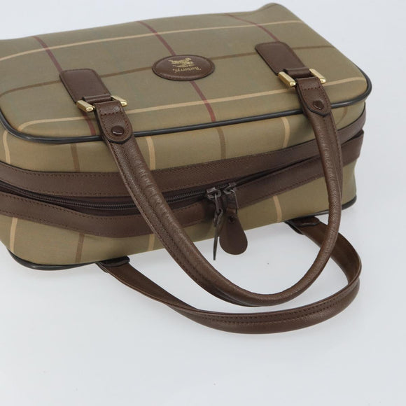 Burberrys Nova Check Hand Bag Canvas Brown Gold Auth mr1966