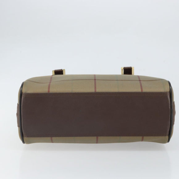Burberrys Nova Check Hand Bag Canvas Brown Gold Auth mr1966