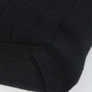 CHANEL Tote Bag Cotton Gold Black CC Auth mr1967-9