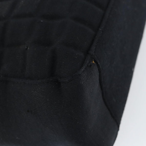 CHANEL Tote Bag Cotton Gold Black CC Auth mr1967