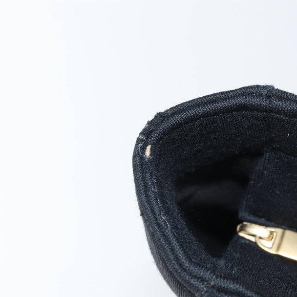 CHANEL Tote Bag Cotton Gold Black CC Auth mr1967