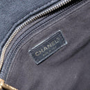 CHANEL Tote Bag Cotton Gold Black CC Auth mr1967-18