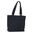 CHANEL Tote Bag Cotton Gold Black CC Auth mr1967-1