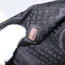 CHANEL Tote Bag Cotton Gold Black CC Auth mr1967-12