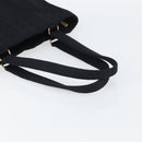 CHANEL Tote Bag Cotton Gold Black CC Auth mr1967-7