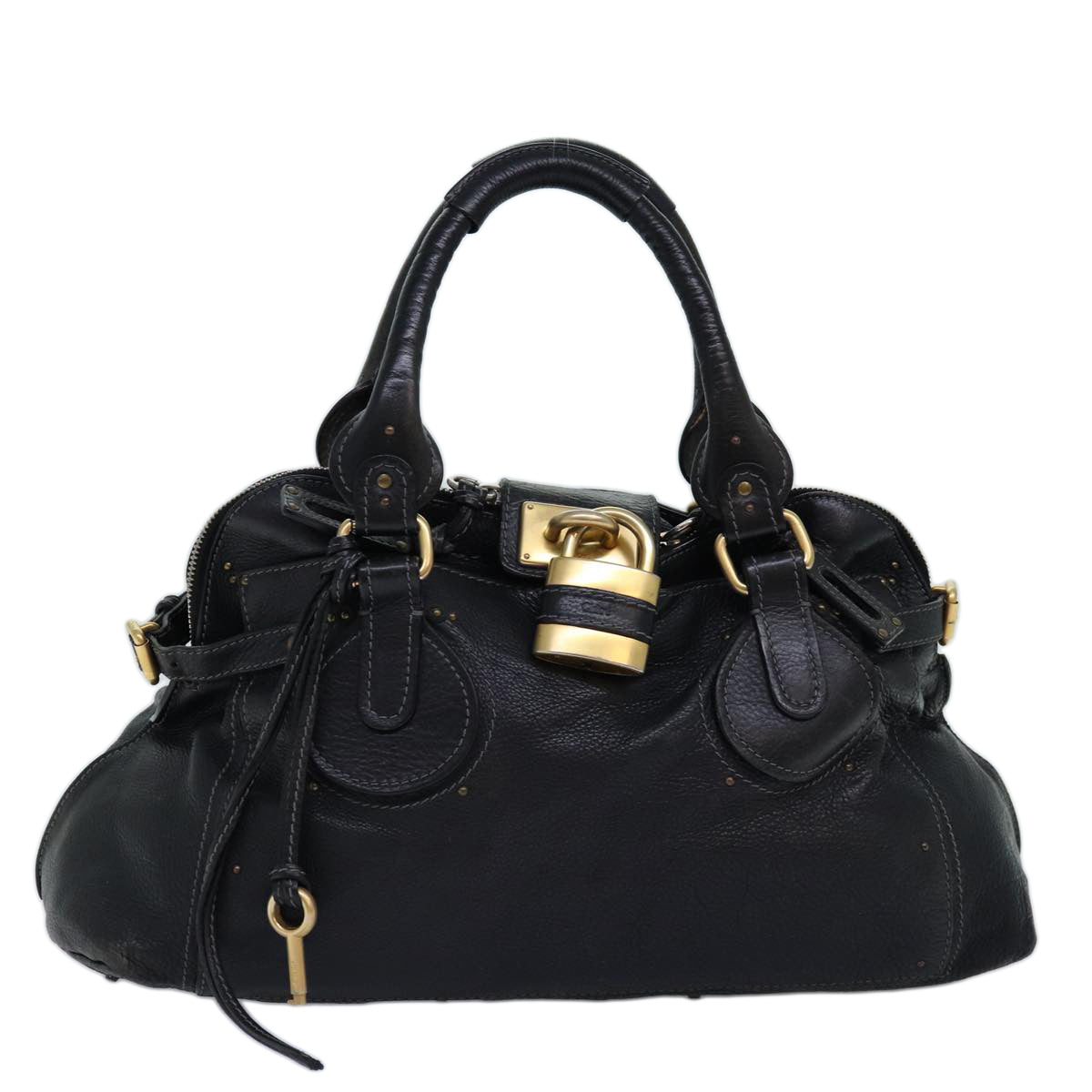 Chloe Paddington Hand Bag Leather Black Auth mr197