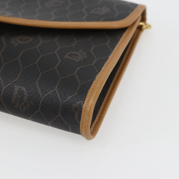 Christian Dior Honeycomb Canvas Chain Shoulder Bag Black Gold Auth mr1973