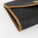 Christian Dior Honeycomb Canvas Chain Shoulder Bag Black Gold Auth mr1973-11