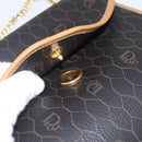 Christian Dior Honeycomb Canvas Chain Shoulder Bag Black Gold Auth mr1973-14