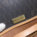 Christian Dior Honeycomb Canvas Chain Shoulder Bag Black Gold Auth mr1973-16
