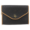 Christian Dior Honeycomb Canvas Chain Shoulder Bag Black Gold Auth mr1973-2