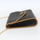 Christian Dior Honeycomb Canvas Chain Shoulder Bag Black Gold Auth mr1973-4