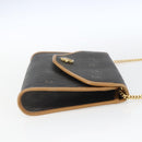 Christian Dior Honeycomb Canvas Chain Shoulder Bag Black Gold Auth mr1973-5