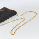 Christian Dior Honeycomb Canvas Chain Shoulder Bag Black Gold Auth mr1973-7