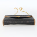 Christian Dior Honeycomb Canvas Chain Shoulder Bag Black Gold Auth mr1973-9