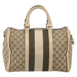 GUCCI GG Canvas Sherry Line Hand Bag 2way Beige Gold 247205 Auth mr1977 - 0