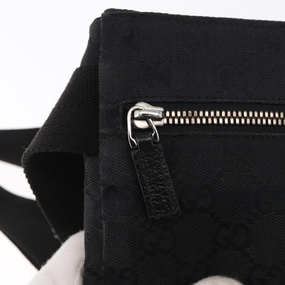 GUCCI GG Canvas Waist bag Black Silver 28566 Auth mr1978