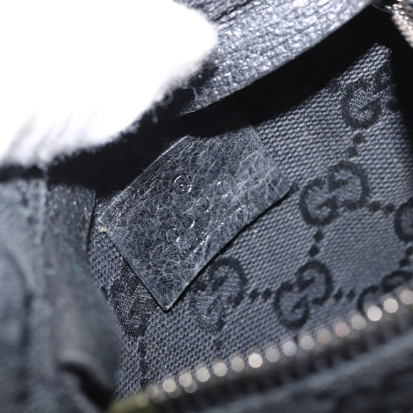 GUCCI GG Canvas Waist bag Black Silver 28566 Auth mr1978