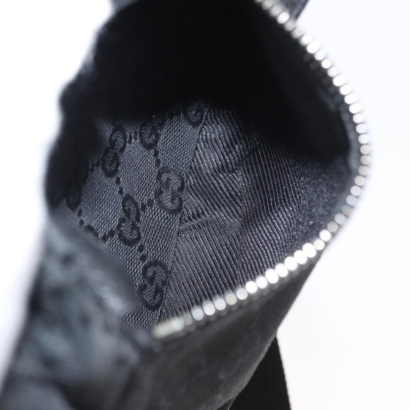 GUCCI GG Canvas Waist bag Black Silver 28566 Auth mr1978