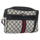 GUCCI GG Supreme Sherry Line Shoulder Bag PVC Navy Gold 72 02 005 Auth mr1982-1