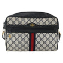 GUCCI GG Supreme Sherry Line Shoulder Bag PVC Navy Gold 72 02 005 Auth mr1982-2