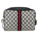 GUCCI GG Supreme Sherry Line Shoulder Bag PVC Navy Gold 72 02 005 Auth mr1982-3