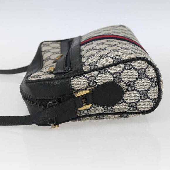 GUCCI GG Supreme Sherry Line Shoulder Bag PVC Navy Gold 72 02 005 Auth mr1982