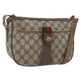 GUCCI GG Supreme Web Sherry Line Bag PVC Beige Gold Red 89 02 032 Auth mr1983