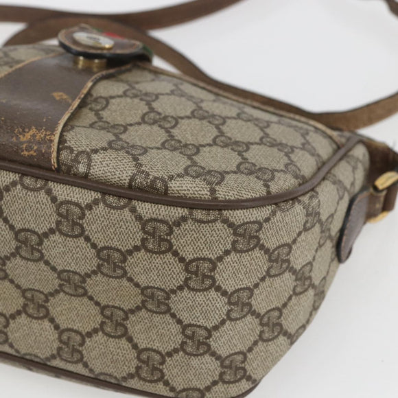 GUCCI GG Supreme Web Sherry Line Bag PVC Beige Gold Red 89 02 032 Auth mr1983