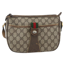 GUCCI GG Supreme Web Sherry Line Bag PVC Beige Gold Red 89 02 032 Auth mr1983 - 0