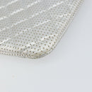 CHANEL Matelasse Punching Clutch Bag Leather Silver CC Auth mr1986-10