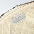 CHANEL Matelasse Punching Clutch Bag Leather Silver CC Auth mr1986-14